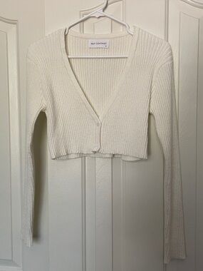Self Contrast/Anthropologie Cropped Knit Cardigan Sweater